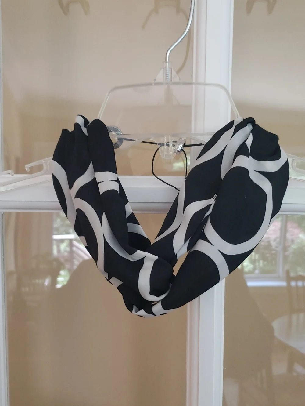 Mud Pie Black & White Patterned Scarf Necklace - OS